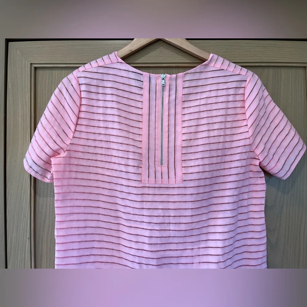 J. Crew Pink Striped Short-Sleeve Top
